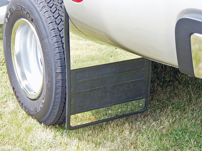 Owens Products 86RF110S Mud Flaps Classic Dually Rubber Mudflaps / Stainless Steel Inserts / 11-16 Ford F350 / 19 x 24 / Owens Products - Truck Part Superstore