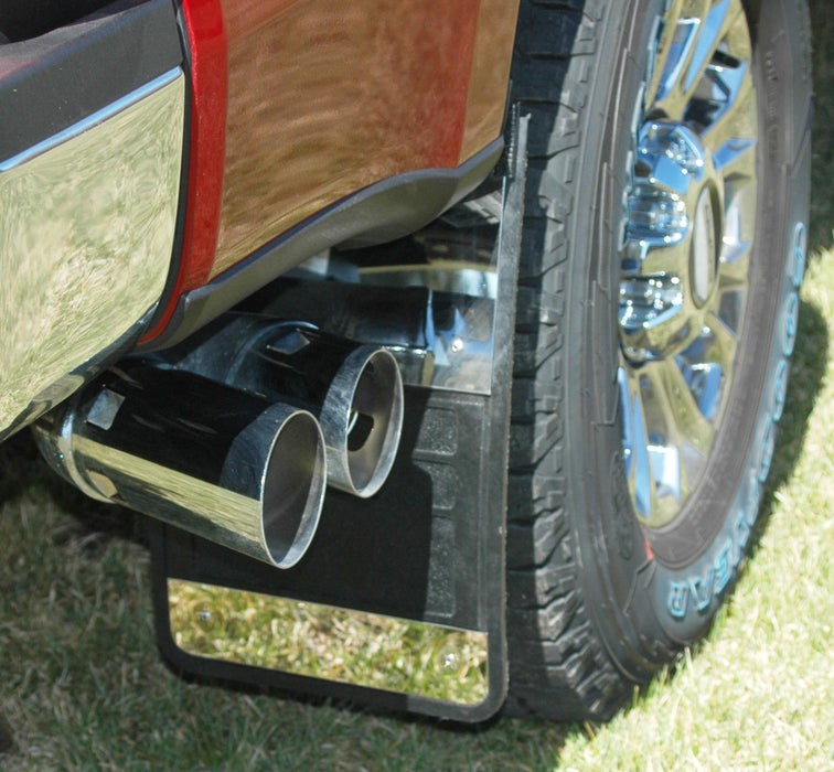 Owens Products 86RF201S Mud Flaps Classic Universal Single Rear Wheel Rubber Mudflaps / Stainless Steel Inserts / Universal Fit / 12 x 18 / Owens Products - Truck Part Superstore
