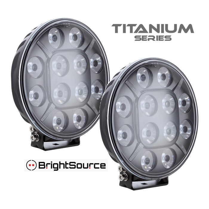 BrightSource 870072 Titanium Series LED Driving Light Kit; 7 in. Round; Twin Pack w/Harness; - Truck Part Superstore