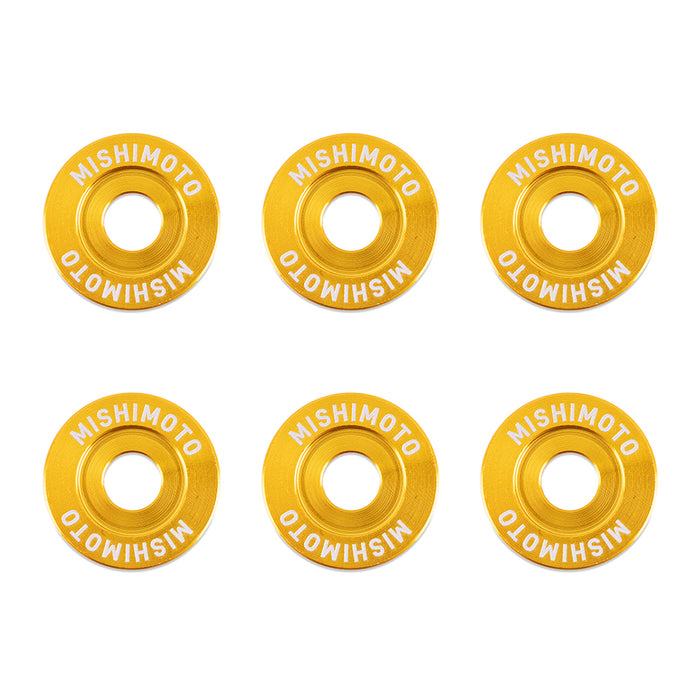 Mishimoto MMFW-LG-6GD Mishimoto M6 X 1.0 Fender Washer and Bolt Kit, 20mm OD, 6 pcs, Gold - Truck Part Superstore