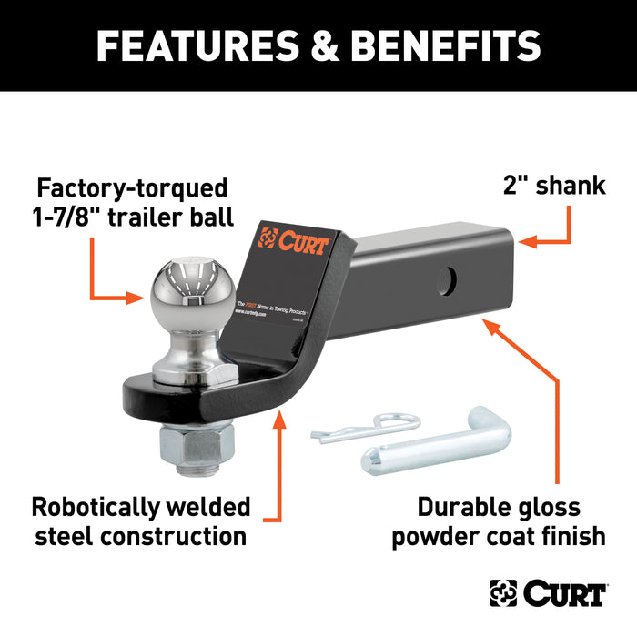CURT 45034 Loaded Ball Mount with 1-7/8in. Ball (2in. Shank; 3;500 lbs.; 2in. Drop) - Truck Part Superstore