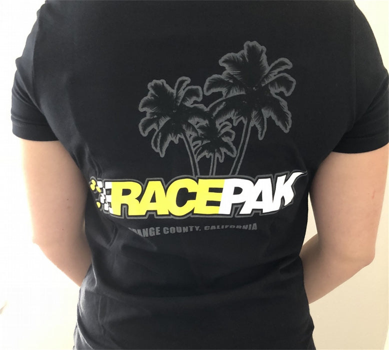 Racepak 880-PM-WTBK-XL Short Sleeve Racepak T-Shirt; X-Large; Ladies Style; Black Logo; - Truck Part Superstore