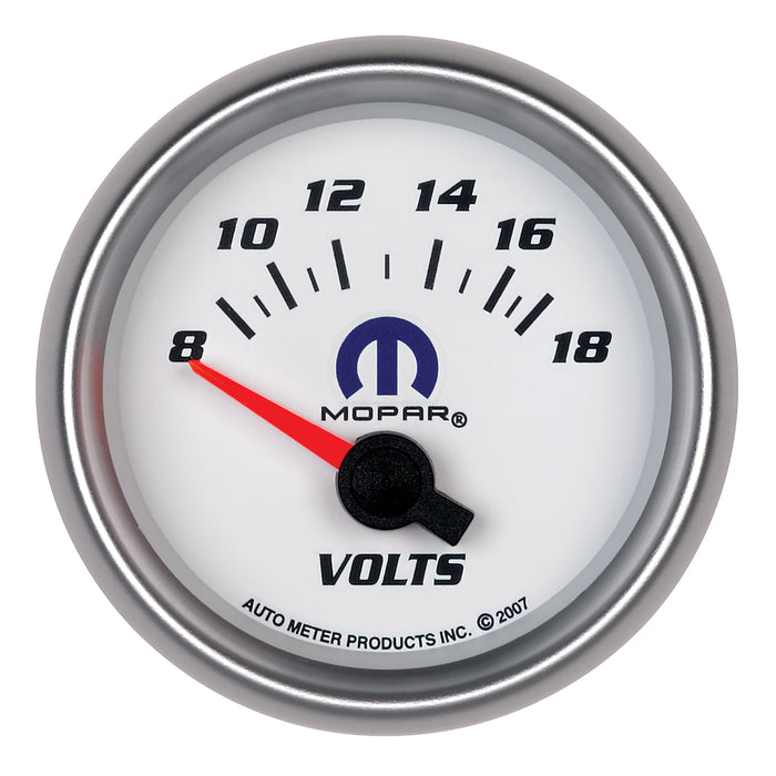 AutoMeter 880035 GAUGE; VOLTMETER; 2 1/16in.; 18V; ELECTRIC; WHITE; MOPAR - Truck Part Superstore