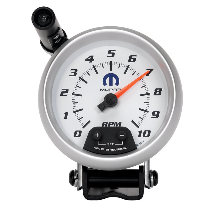 AutoMeter 880037 GAUGE; TACHOMETER; 3 3/4in.; 10K RPM; PEDESTAL W/EXT. QUICK-LITE; WHITE; MOPAR - Truck Part Superstore