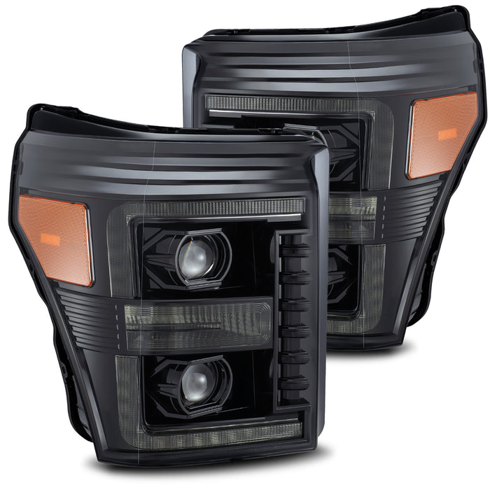 AlphaRex 880143 LED Projector Headlights Plank Style Design Midnight Black - Truck Part Superstore