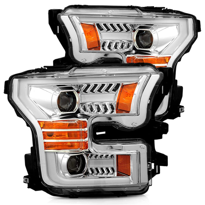 AlphaRex 880157 Projector Headlights Plank Style Design Chrome - Truck Part Superstore