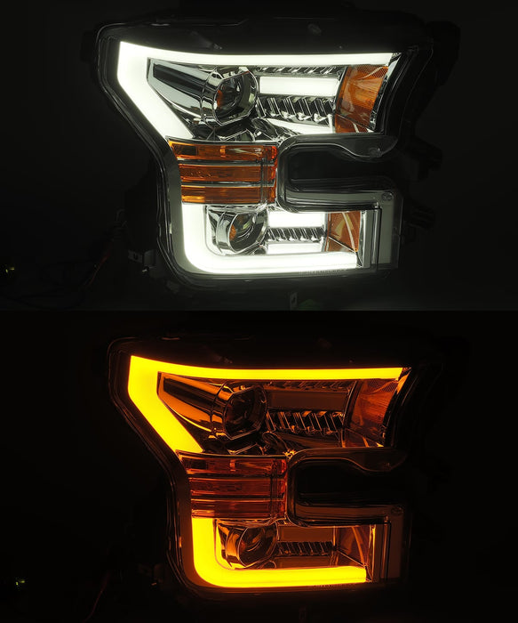 AlphaRex 880157 Projector Headlights Plank Style Design Chrome - Truck Part Superstore