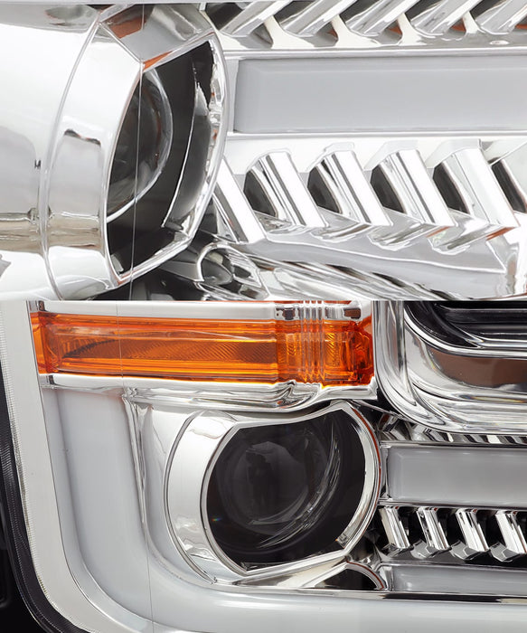 AlphaRex 880157 Projector Headlights Plank Style Design Chrome - Truck Part Superstore