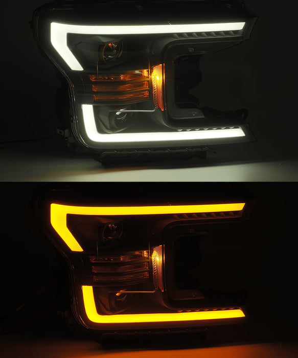 AlphaRex 880188 Projector Headlights Plank Style Design Gloss Black - Truck Part Superstore