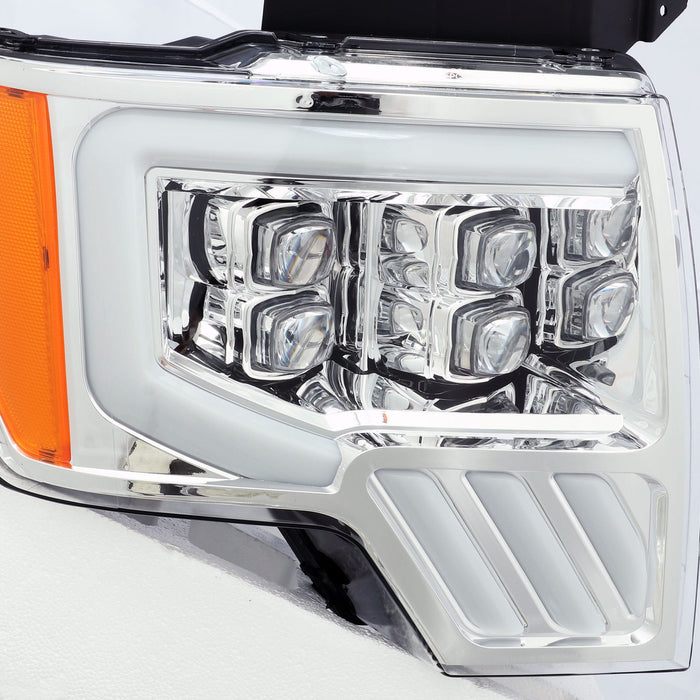 AlphaRex 880191 LED Projector Headlights Plank Style Design Chrome - Truck Part Superstore