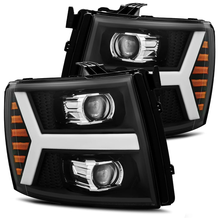 AlphaRex 880205 Projector Headlights Plank Style Design Black - Truck Part Superstore