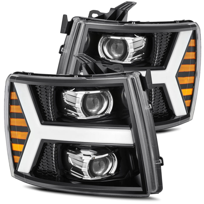 AlphaRex 880206 Projector Headlights Plank Style Design Gloss Black - Truck Part Superstore