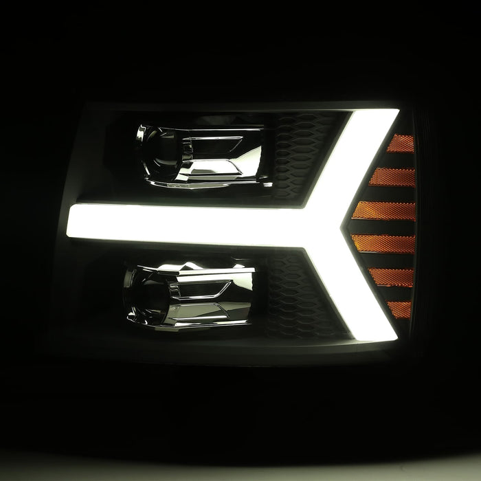 AlphaRex 880206 Projector Headlights Plank Style Design Gloss Black - Truck Part Superstore