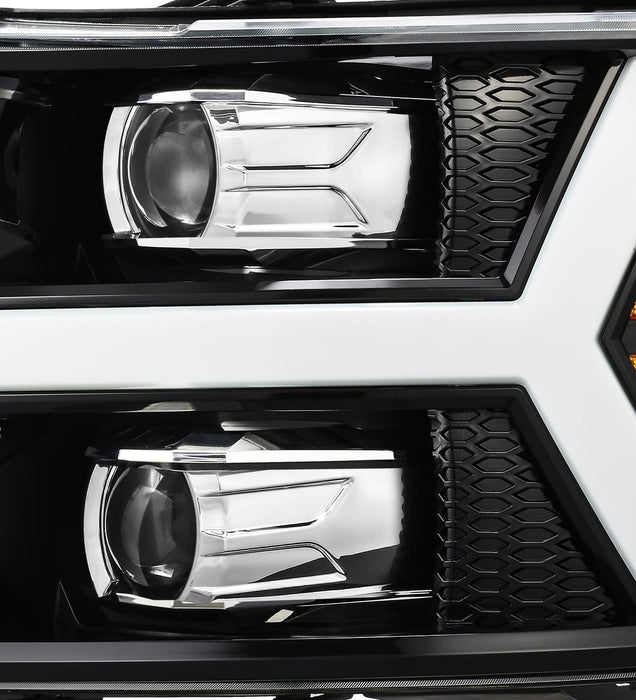 AlphaRex 880206 Projector Headlights Plank Style Design Gloss Black - Truck Part Superstore