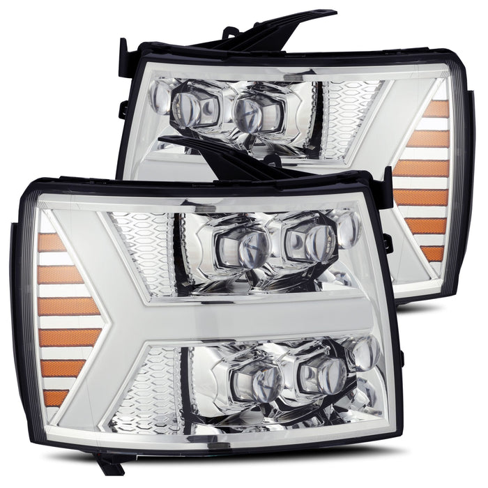 AlphaRex 880207 LED Projector Headlights Plank Style Design Chrome - Truck Part Superstore