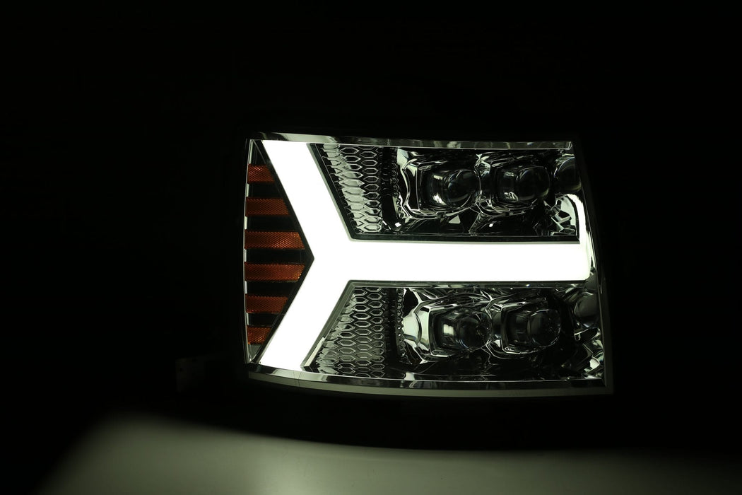 AlphaRex 880207 LED Projector Headlights Plank Style Design Chrome - Truck Part Superstore