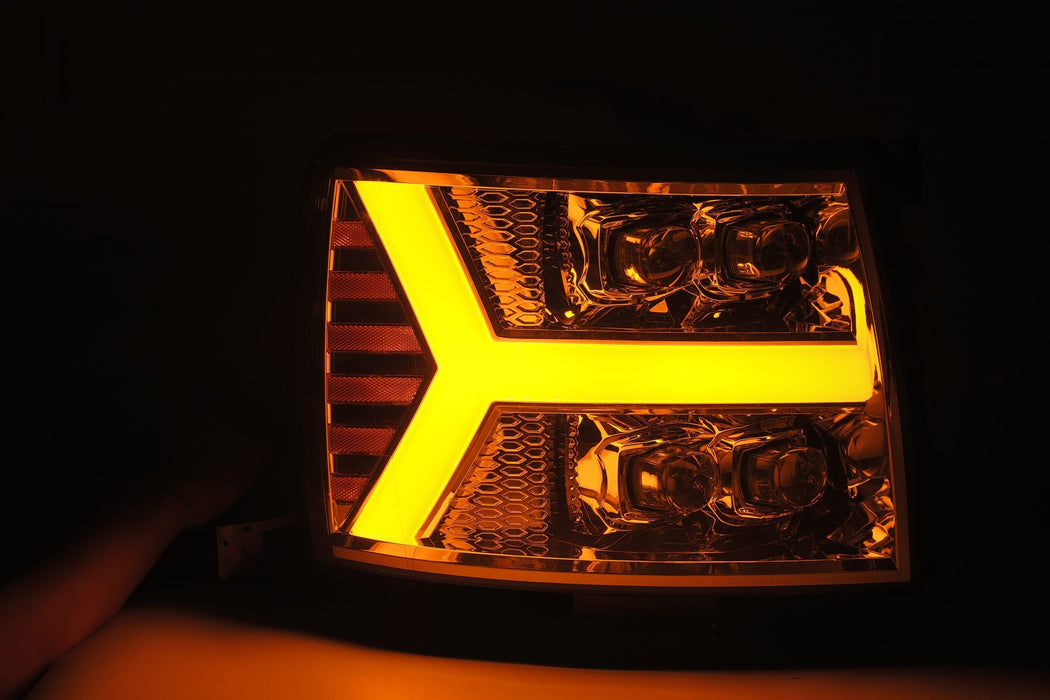 AlphaRex 880207 LED Projector Headlights Plank Style Design Chrome - Truck Part Superstore
