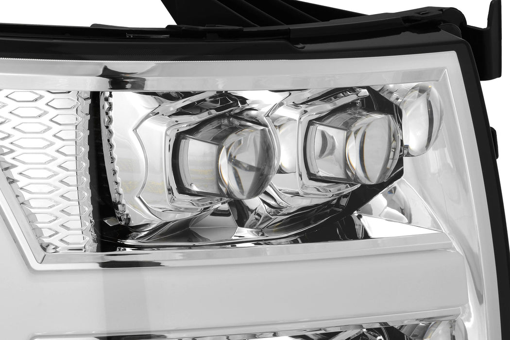 AlphaRex 880207 LED Projector Headlights Plank Style Design Chrome - Truck Part Superstore