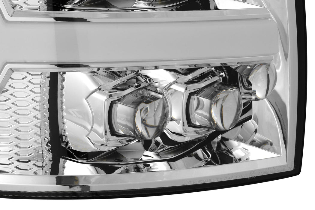 AlphaRex 880207 LED Projector Headlights Plank Style Design Chrome - Truck Part Superstore