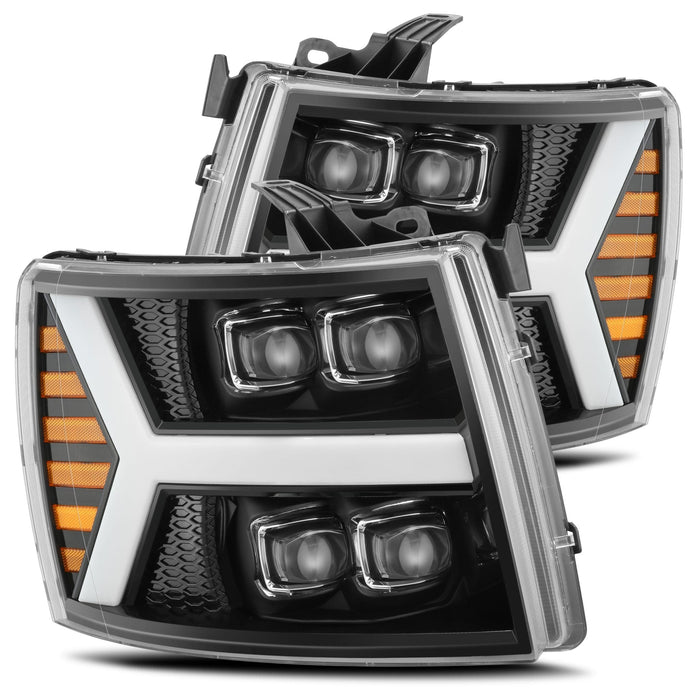 AlphaRex 880208 LED Projector Headlights Plank Style Design Gloss Black - Truck Part Superstore