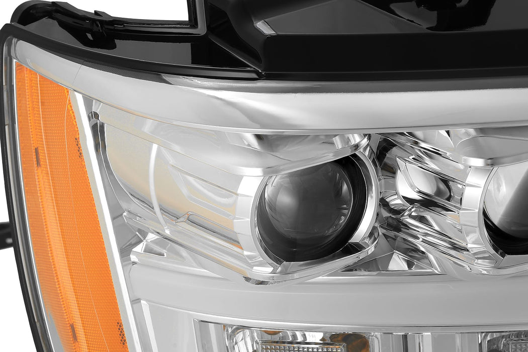 AlphaRex 880283 Projector Headlights Plank Style Design Chrome - Truck Part Superstore