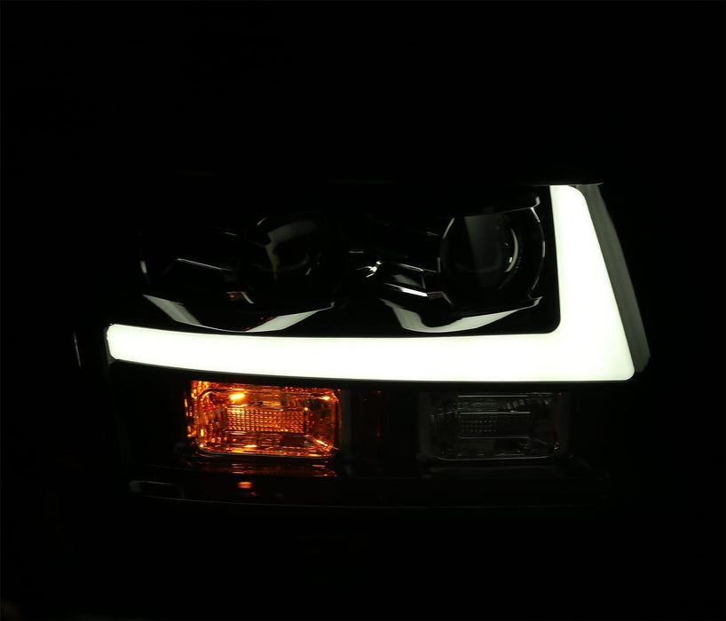 AlphaRex 880284 Projector Headlights Plank Style Design Gloss Black - Truck Part Superstore