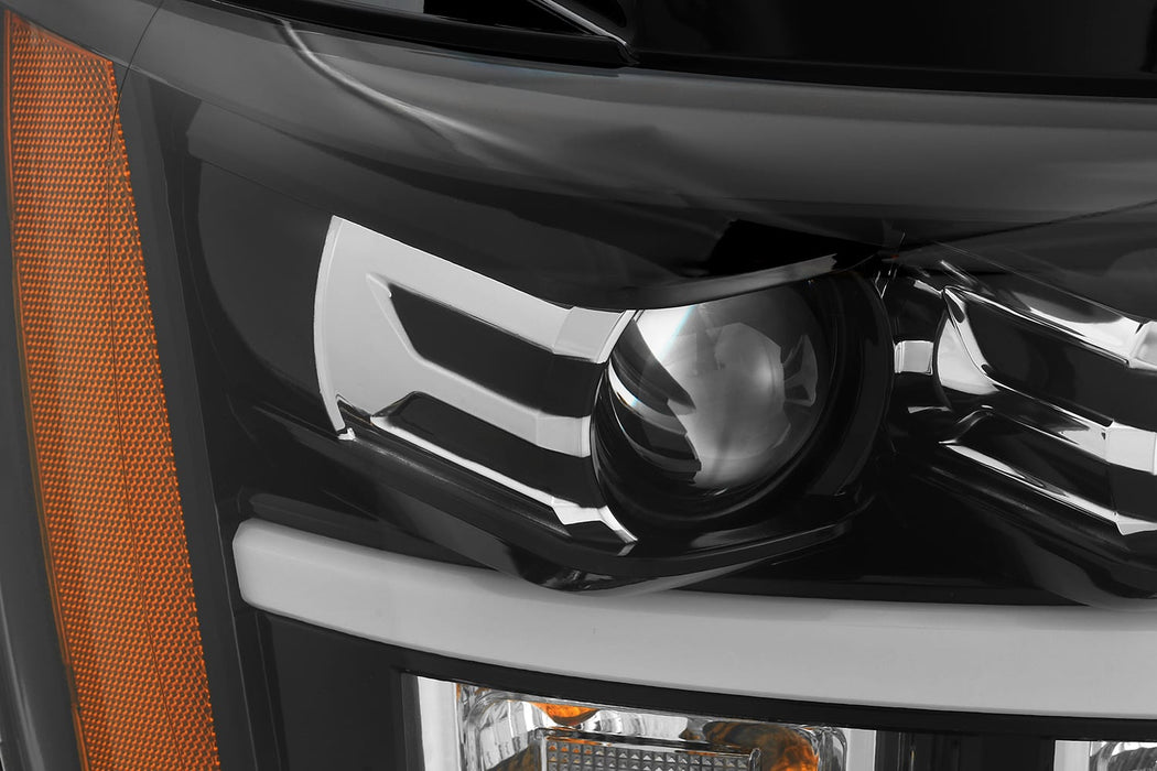 AlphaRex 880284 Projector Headlights Plank Style Design Gloss Black - Truck Part Superstore