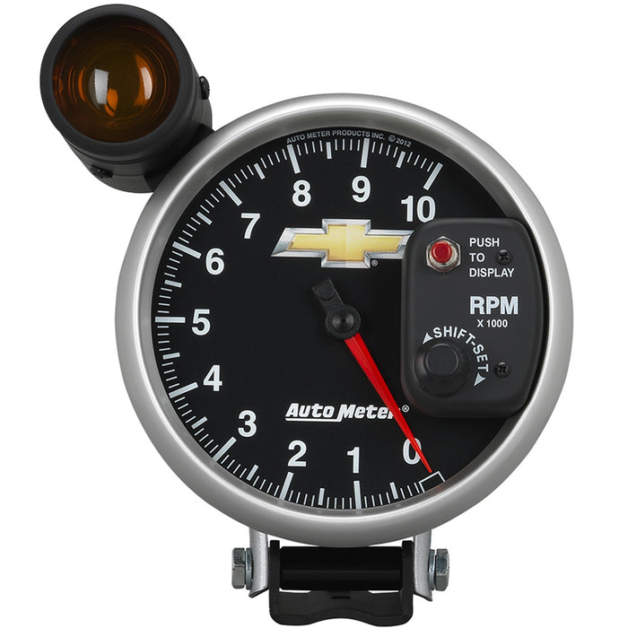 AutoMeter 880445 5in. TACHOMETER; 0-10;000 RPM; PEDESTAL W/EXT. SHIFT-LITE; CHEVY GOLD BOWTIE - Truck Part Superstore