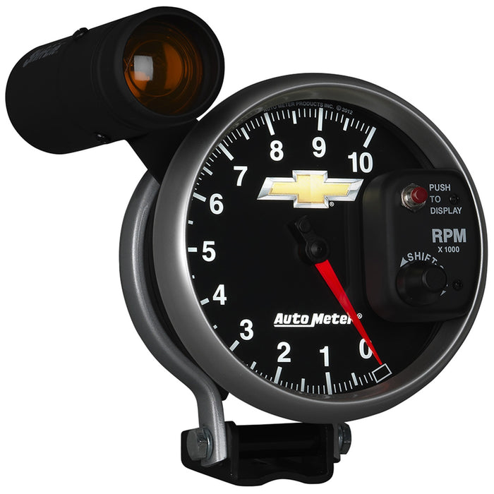 AutoMeter 880445 5in. TACHOMETER; 0-10;000 RPM; PEDESTAL W/EXT. SHIFT-LITE; CHEVY GOLD BOWTIE - Truck Part Superstore
