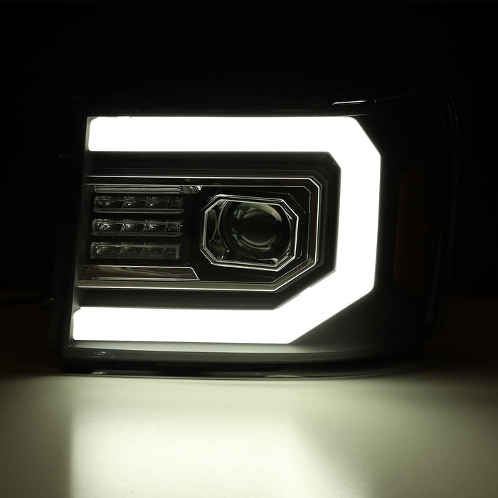 AlphaRex 880605 Projector Headlights Plank Style Design Gloss Black - Truck Part Superstore