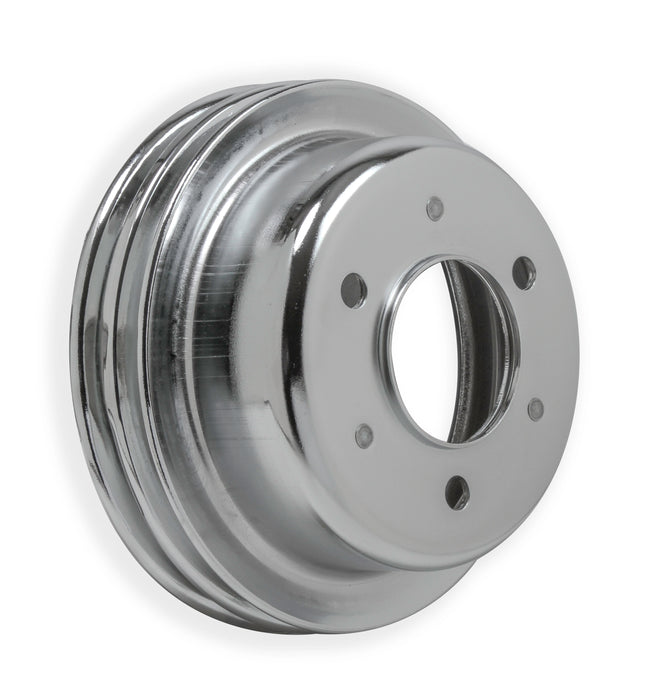 Mr Gasket 8830MRG Chrome Plated Steel Crankshaft Pulley; Double Groove; Small Block Ford; - Truck Part Superstore
