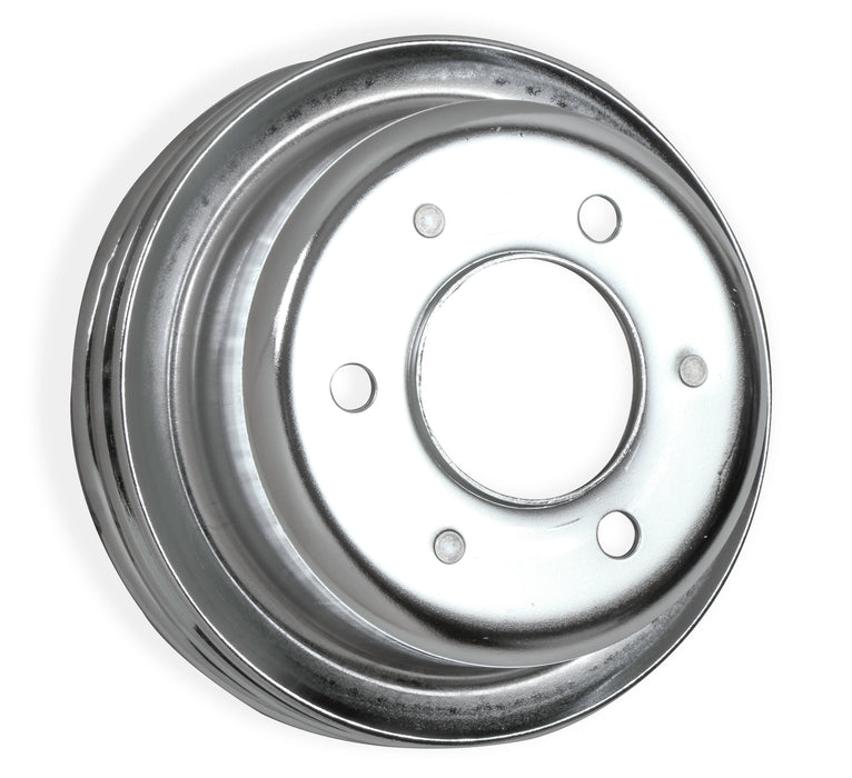 Mr Gasket 8830MRG Chrome Plated Steel Crankshaft Pulley; Double Groove; Small Block Ford; - Truck Part Superstore