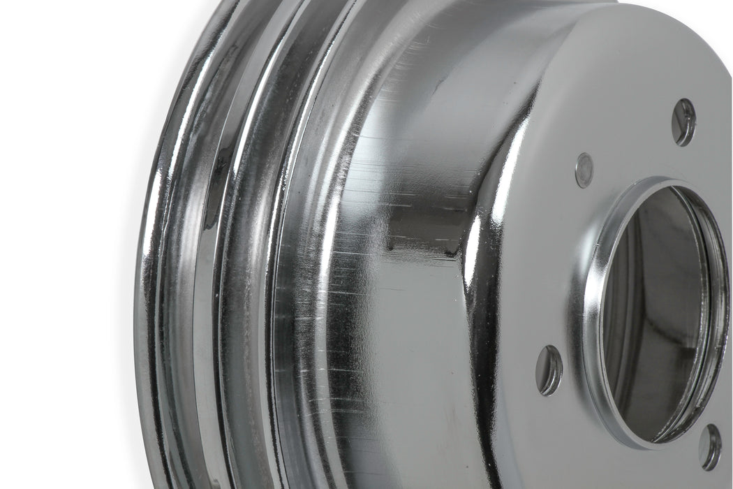 Mr Gasket 8830MRG Chrome Plated Steel Crankshaft Pulley; Double Groove; Small Block Ford; - Truck Part Superstore