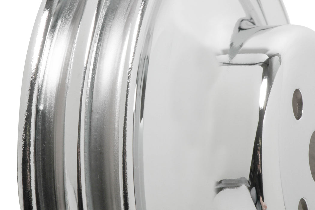 Mr Gasket 8831 Chrome Plated Steel Water Pump Pulley; Double Groove; Small Block Ford; - Truck Part Superstore