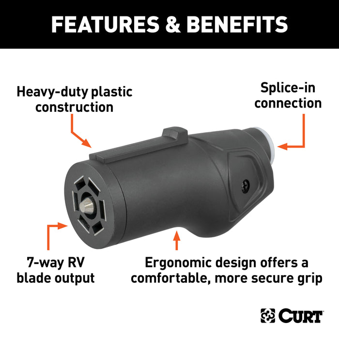 CURT 58145 CURT 58145 Heavy-Duty Trailer-Side 7-Pin RV Blade Wiring Harness Connector - Truck Part Superstore