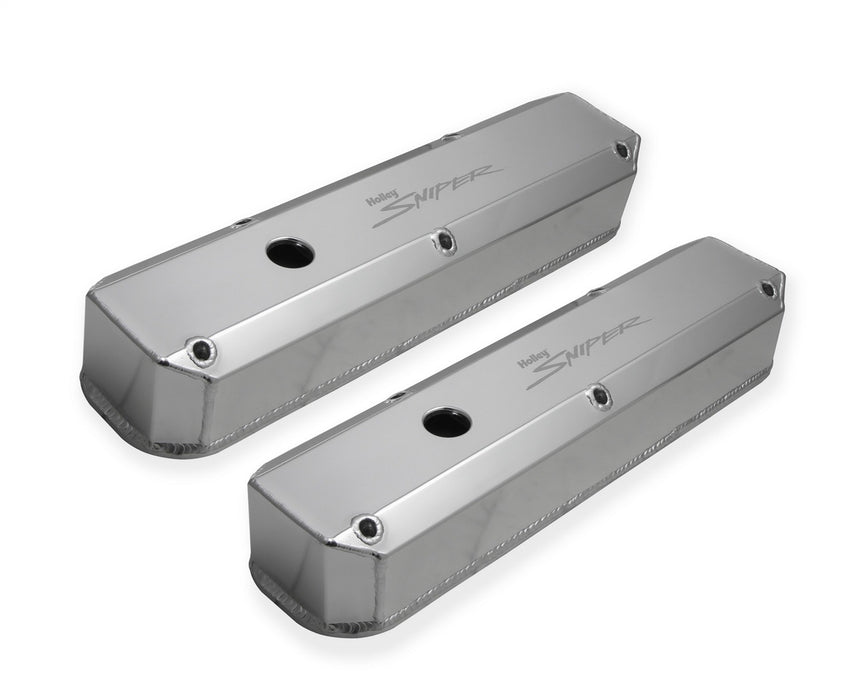 Holley 890003 Aluminum Valve Cover Set; w/Emissions Port; Pair; Natural Finish; - Truck Part Superstore