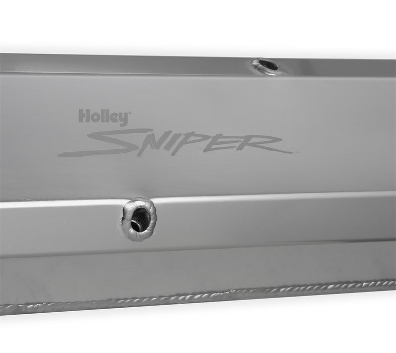 Holley 890003 Aluminum Valve Cover Set; w/Emissions Port; Pair; Natural Finish; - Truck Part Superstore