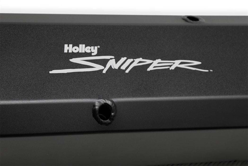 Holley 890003B Aluminum Valve Cover Set; w/Emissions Port; Pair; Black Finish; - Truck Part Superstore
