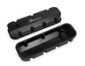Holley 890004B Aluminum Valve Cover Set; Tall Style; w/Baffle/Smooth Hole; Pair; Black Finish; - Truck Part Superstore