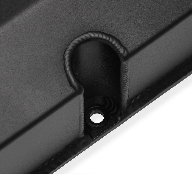 Holley 890004B Aluminum Valve Cover Set; Tall Style; w/Baffle/Smooth Hole; Pair; Black Finish; - Truck Part Superstore