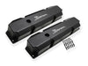 Holley 890005B Aluminum Valve Cover Set; Short Bolt; w/o Emissions Port; Pair; Black Finish; - Truck Part Superstore