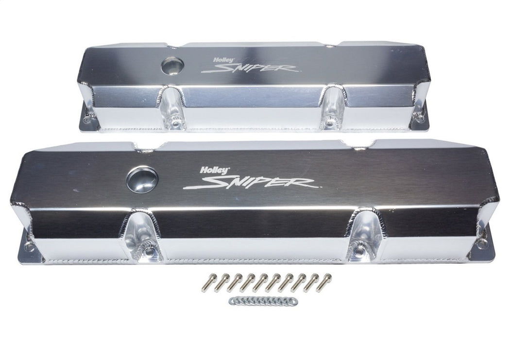 Holley 890005 Aluminum Valve Cover Set; Short Bolt; w/o Emissions Port; Pair; Natural Finish; - Truck Part Superstore