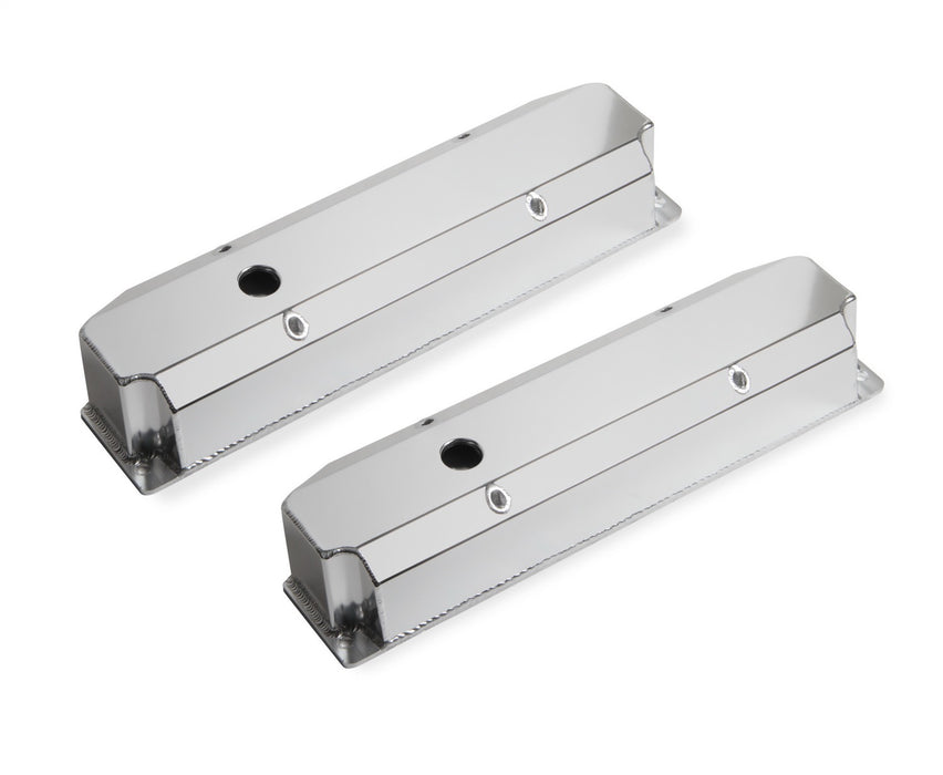 Holley 890006 Aluminum Valve Cover Set; Long Bolt; w/Emissions Port; Pair; Natural Finish; - Truck Part Superstore