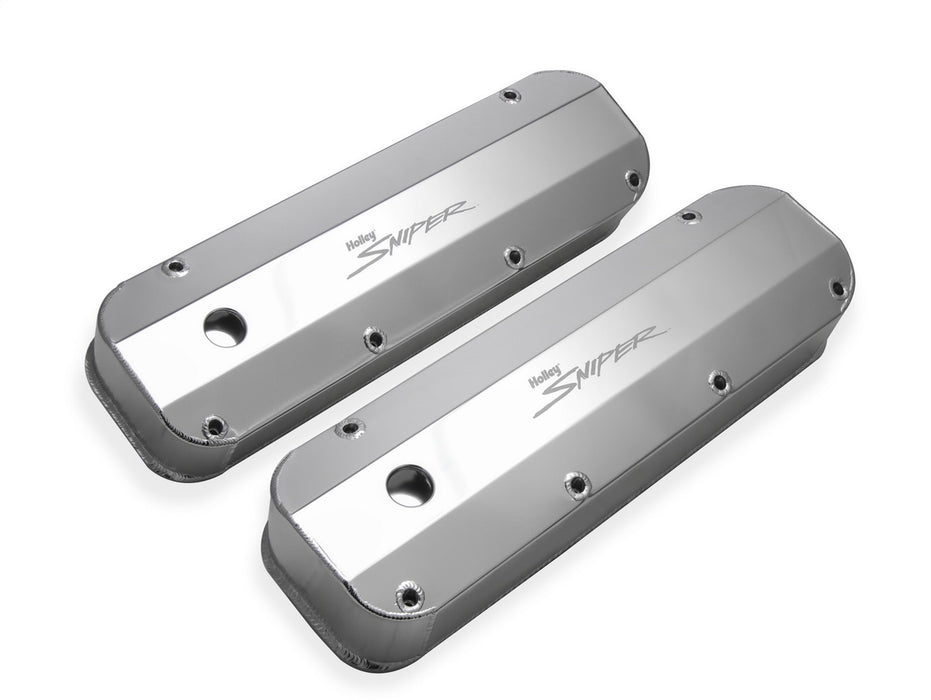 Holley 890007 Aluminum Valve Cover Set; w/Emissions Port; Pair; Natural Finish; - Truck Part Superstore