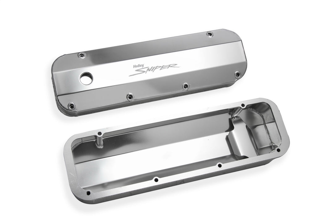 Holley 890007 Aluminum Valve Cover Set; w/Emissions Port; Pair; Natural Finish; - Truck Part Superstore