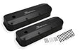 Holley 890007B Aluminum Valve Cover Set; w/Emissions Port; Pair; Black Finish; - Truck Part Superstore