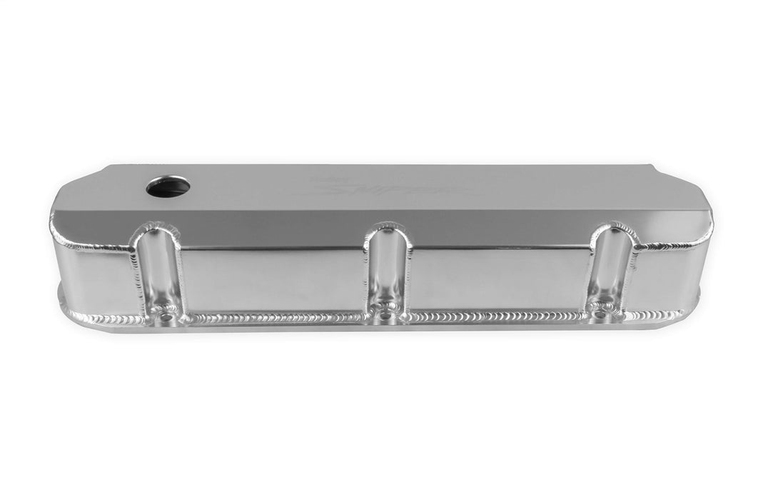 Holley 890011 Aluminum Valve Cover Set; Tall Style; w/Emissions Port; Natural Finish; - Truck Part Superstore
