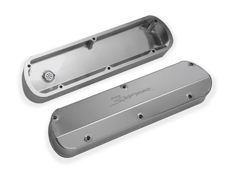 Holley 890013 Aluminum Valve Cover Set; Tall Style; Tapered Edge; Pair; Natural Finish; - Truck Part Superstore