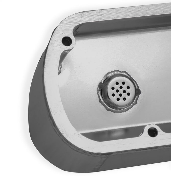 Holley 890013 Aluminum Valve Cover Set; Tall Style; Tapered Edge; Pair; Natural Finish; - Truck Part Superstore