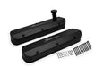 Holley 890013B Aluminum Valve Cover Set; Tall Style; Tapered Edge; Pair; Black Finish; - Truck Part Superstore